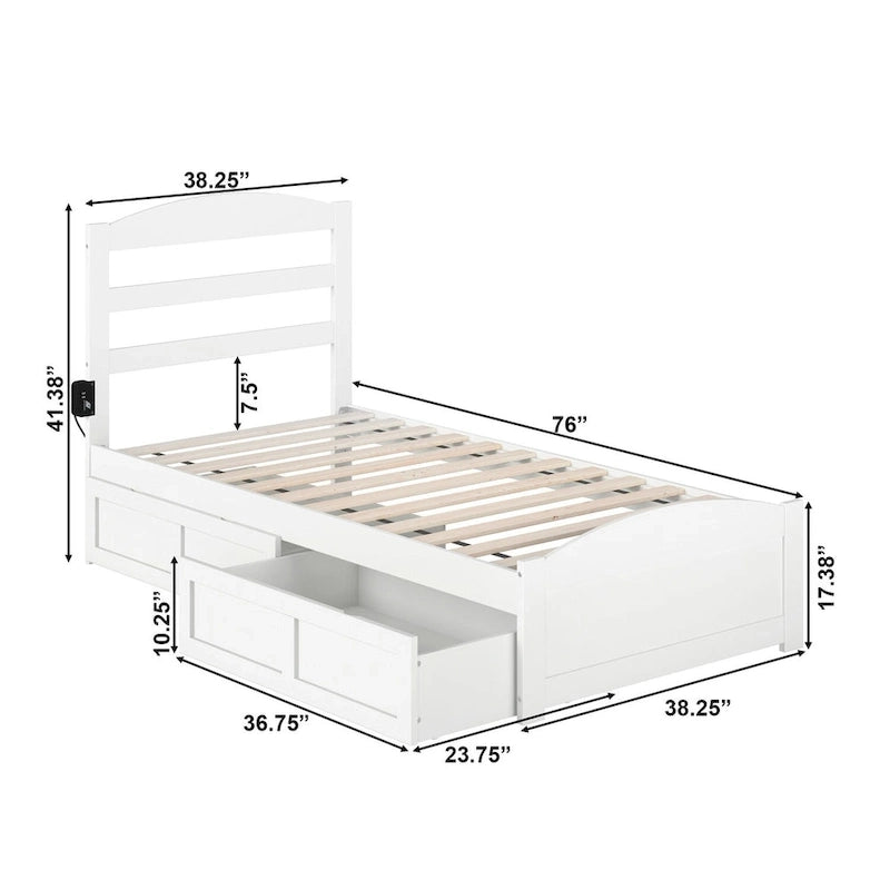 Warren Platform Bed with Footboard and 2 Storage Drawers