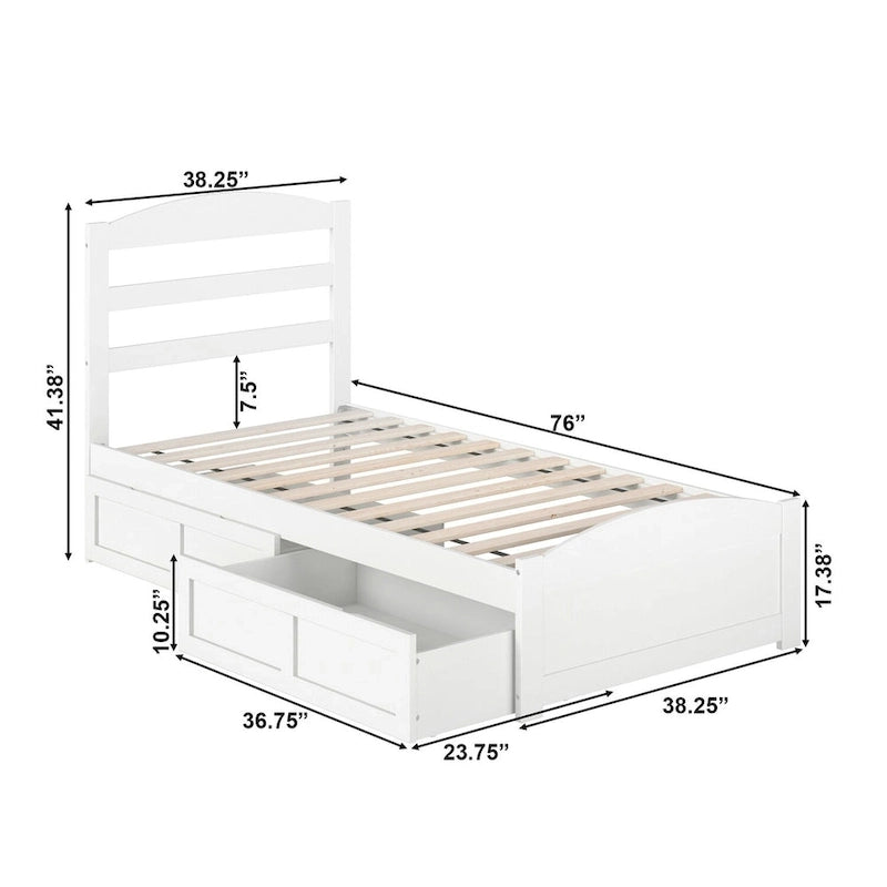 Warren Platform Bed with Footboard and 2 Storage Drawers