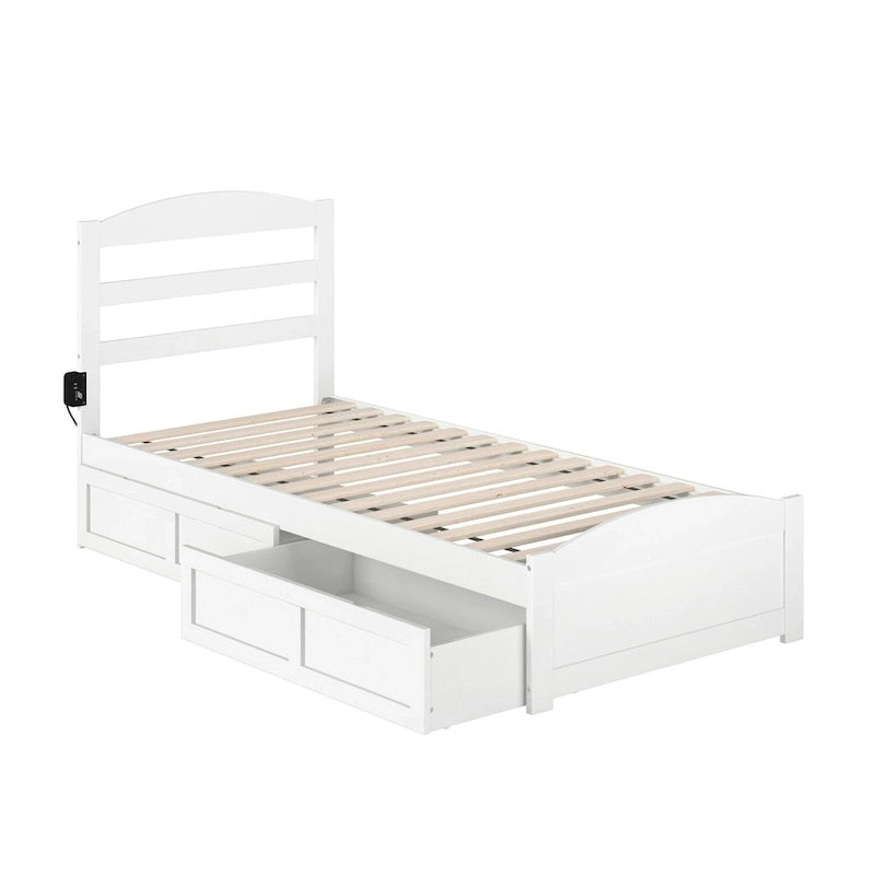 Warren Platform Bed with Footboard and 2 Storage Drawers
