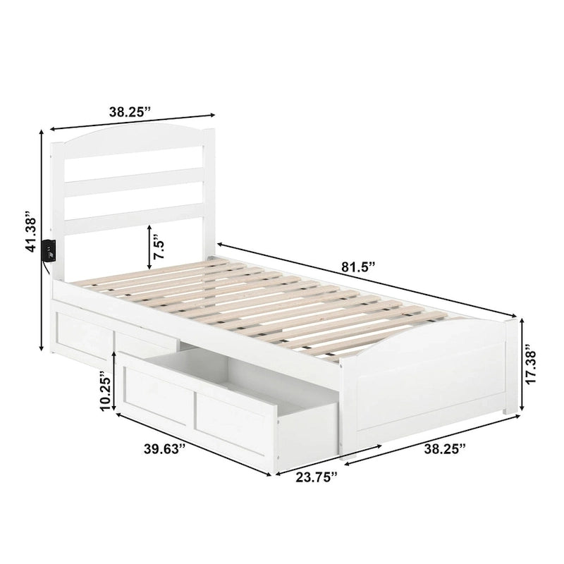 Warren Platform Bed with Footboard and 2 Storage Drawers