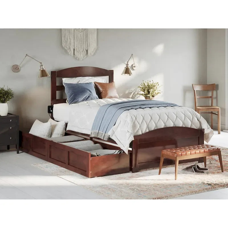 Warren Platform Bed with Footboard and 2 Storage Drawers
