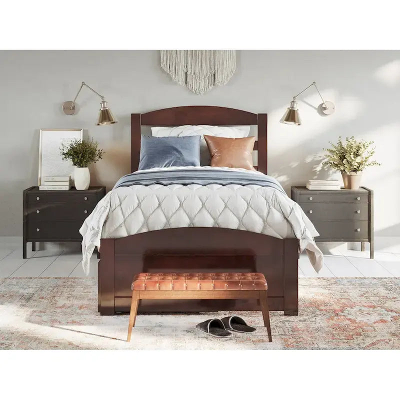 Warren Platform Bed with Footboard and 2 Storage Drawers