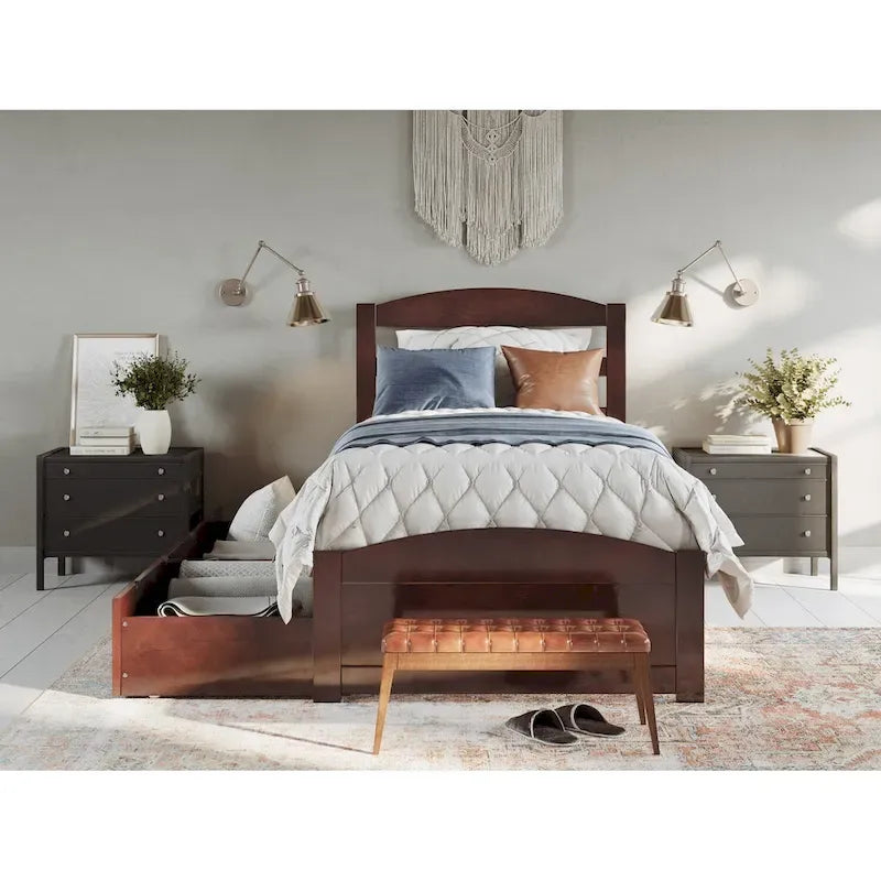 Warren Platform Bed with Footboard and 2 Storage Drawers
