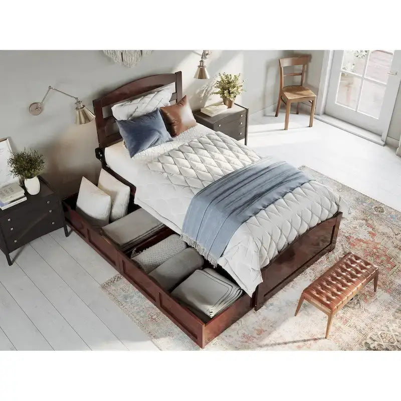Warren Platform Bed with Footboard and 2 Storage Drawers
