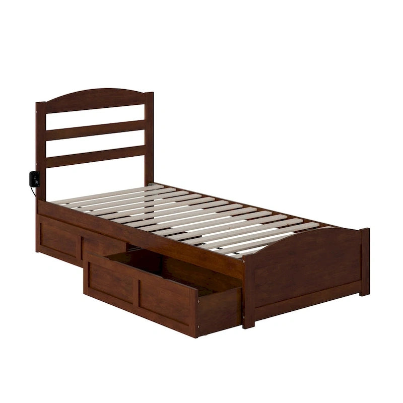 Warren Platform Bed with Footboard and 2 Storage Drawers