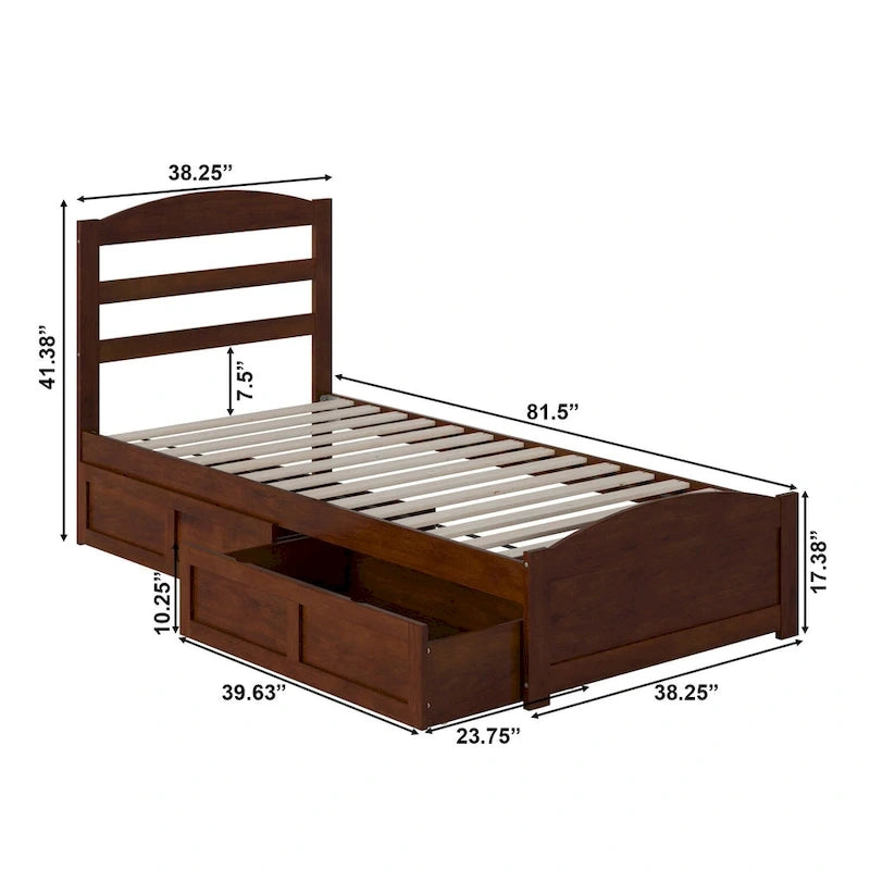 Warren Platform Bed with Footboard and 2 Storage Drawers