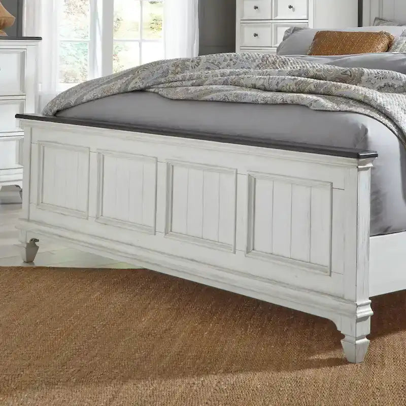 Copper Grove Allyson Park Wirebrushed White Charcoal Queen Panel Bed