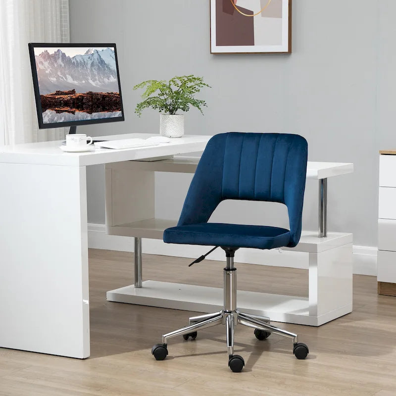 Vinsetto Modern Mid Back Office Chair with Velvet Fabric, Swivel Computer Armless Desk Chair