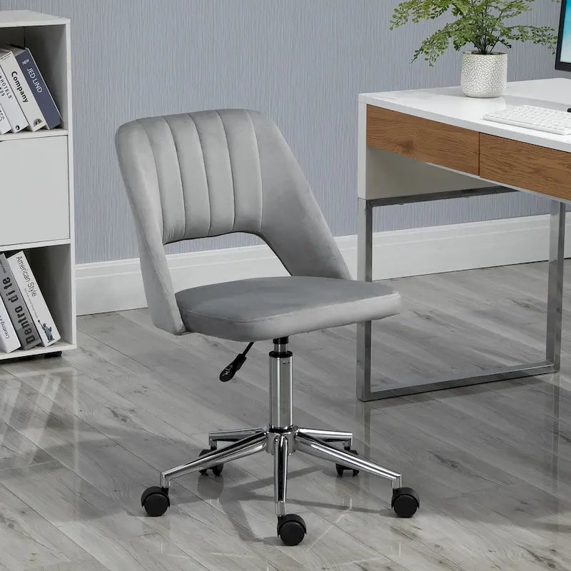 Vinsetto Modern Mid Back Office Chair with Velvet Fabric, Swivel Computer Armless Desk Chair