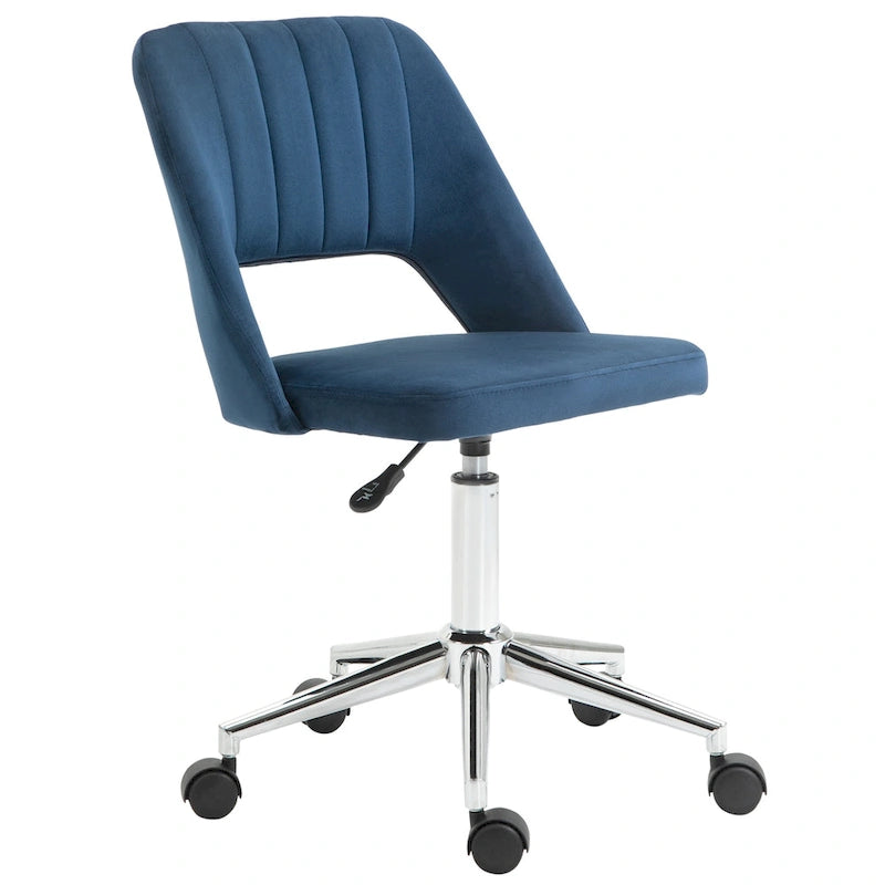 Vinsetto Modern Mid Back Office Chair with Velvet Fabric, Swivel Computer Armless Desk Chair