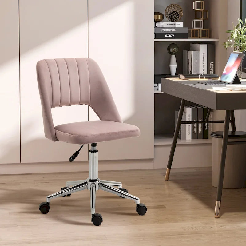 Vinsetto Modern Mid Back Office Chair with Velvet Fabric, Swivel Computer Armless Desk Chair