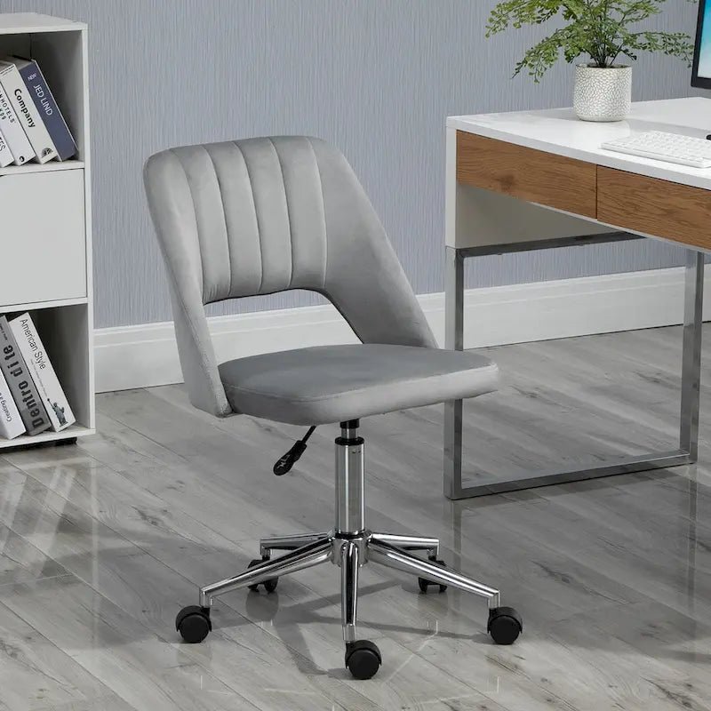 Vinsetto Modern Mid Back Office Chair with Velvet Fabric, Swivel Computer Armless Desk Chair