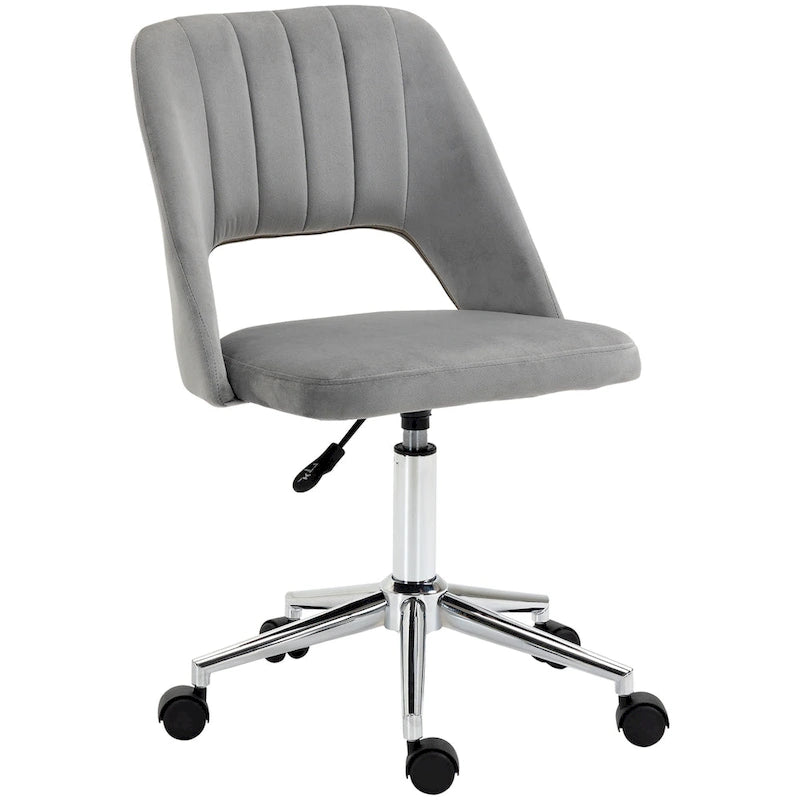 Vinsetto Modern Mid Back Office Chair with Velvet Fabric, Swivel Computer Armless Desk Chair