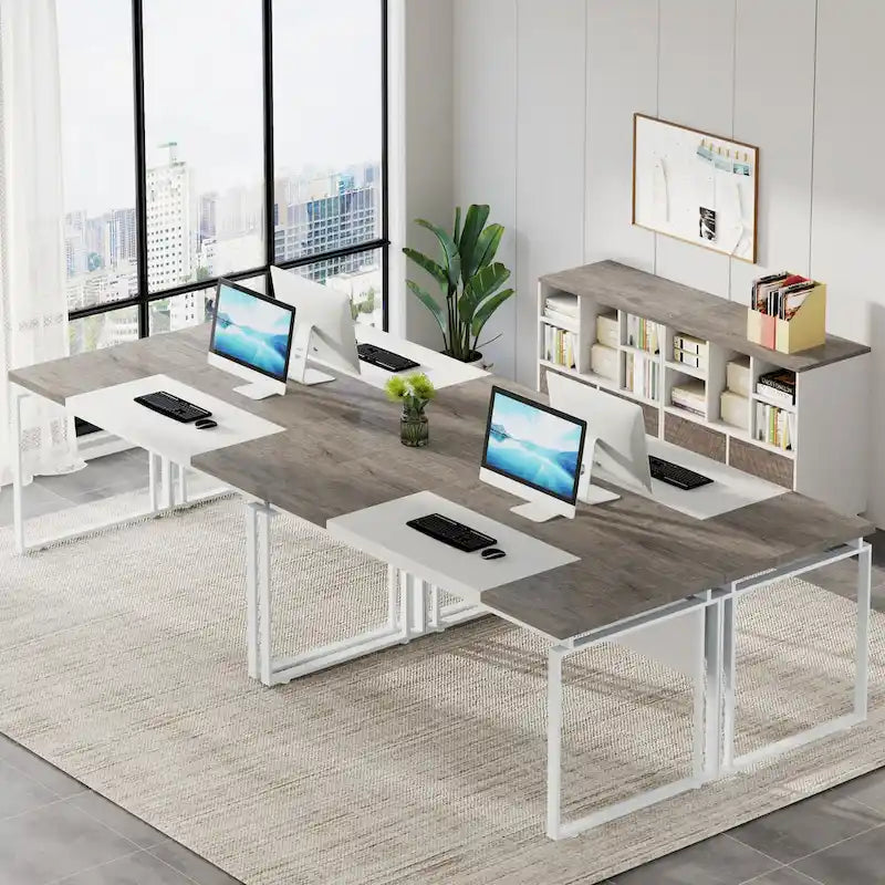 63  L-Shaped Computer Desk Executive Desks with Reversible File Cabinet and Storage Drawers for Home Office