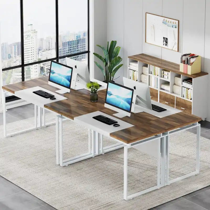 63  L-Shaped Computer Desk Executive Desks with Reversible File Cabinet and Storage Drawers for Home Office