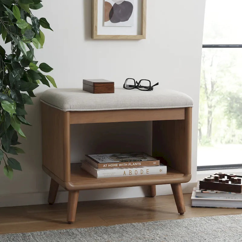 SAFAVIEH Marilla Open Shelf Bench with Cushion - 20  W x 15  D x 18  H - 20Wx15Dx18H