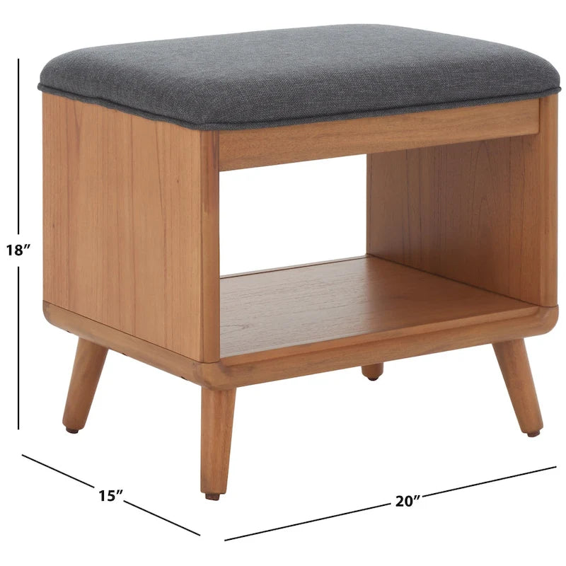 SAFAVIEH Marilla Open Shelf Bench with Cushion - 20  W x 15  D x 18  H - 20Wx15Dx18H