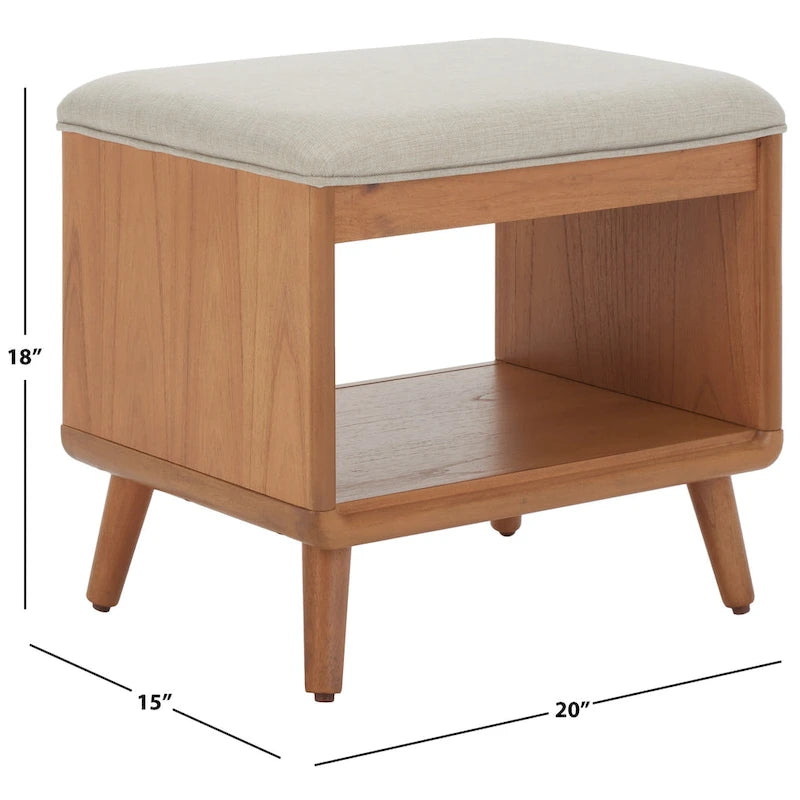 SAFAVIEH Marilla Open Shelf Bench with Cushion - 20  W x 15  D x 18  H - 20Wx15Dx18H