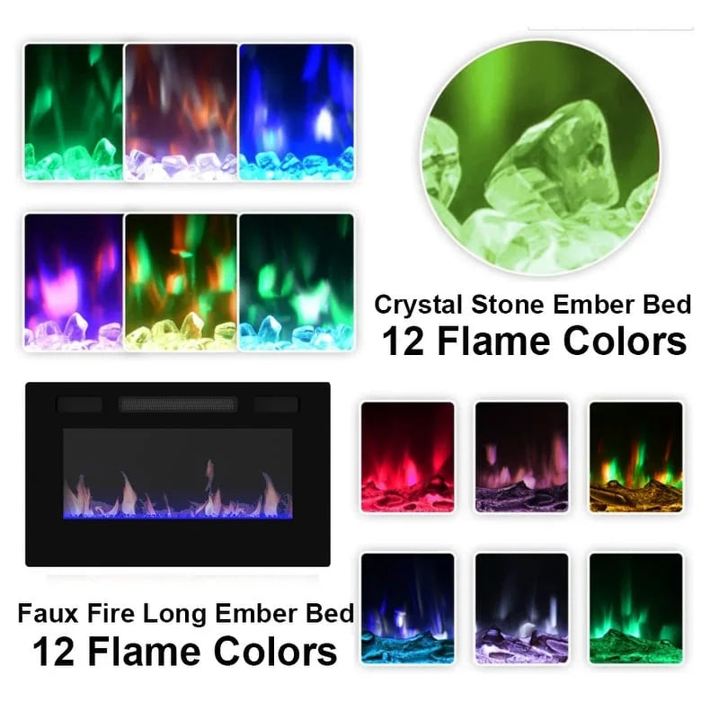 30  Recessed Electric Fireplace High Glossy TV Stand Combo Fireplace