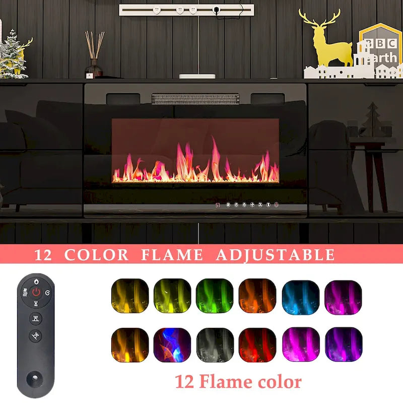 30  Recessed Electric Fireplace High Glossy TV Stand Combo Fireplace