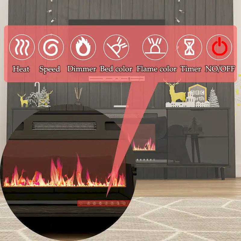 30  Recessed Electric Fireplace High Glossy TV Stand Combo Fireplace