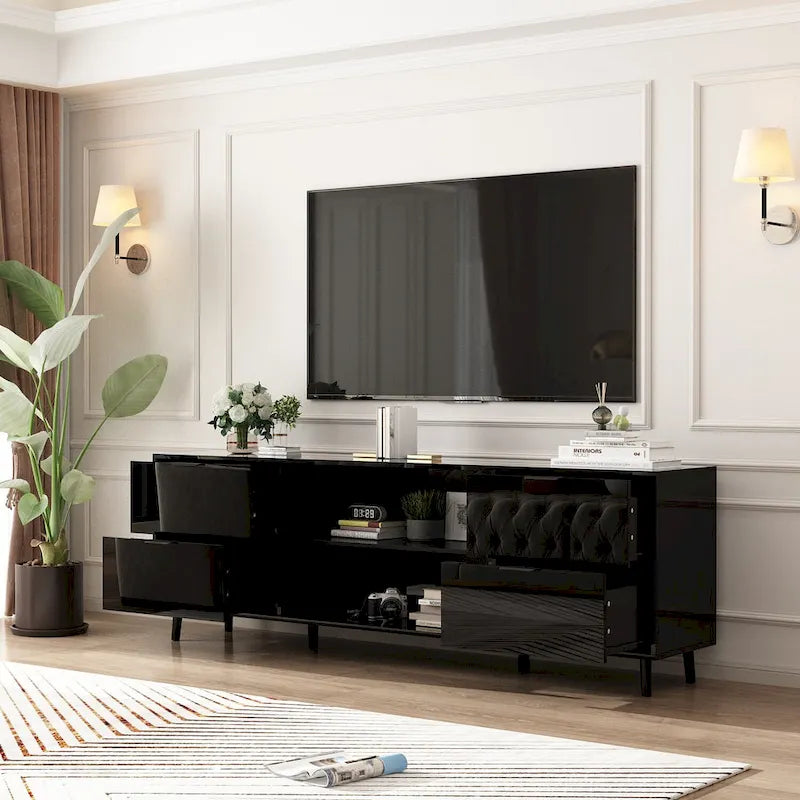 30  Recessed Electric Fireplace High Glossy TV Stand Combo Fireplace