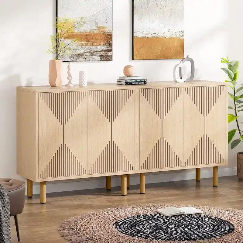Modern Large White Storage Cabinet, Freestanding Floor Cabinet