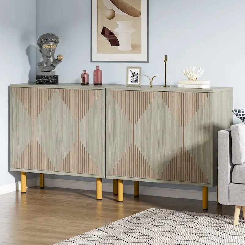 Modern Large White Storage Cabinet, Freestanding Floor Cabinet