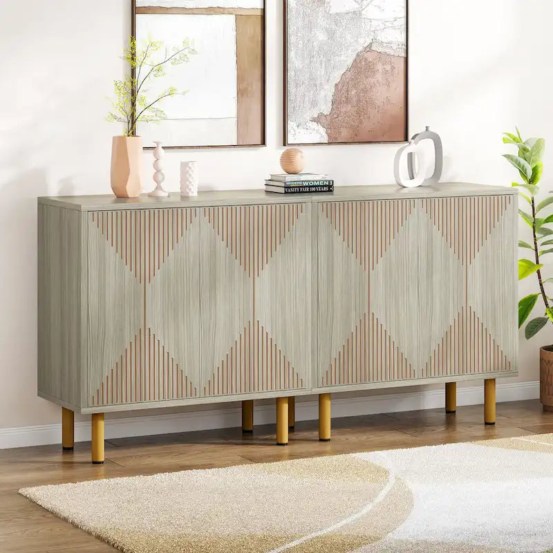 Modern Large White Storage Cabinet, Freestanding Floor Cabinet