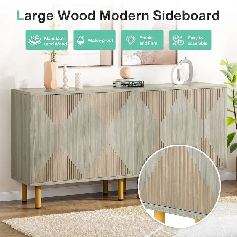 Modern Large White Storage Cabinet, Freestanding Floor Cabinet