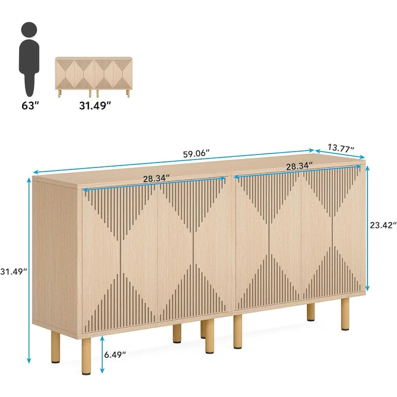 Modern Large White Storage Cabinet, Freestanding Floor Cabinet