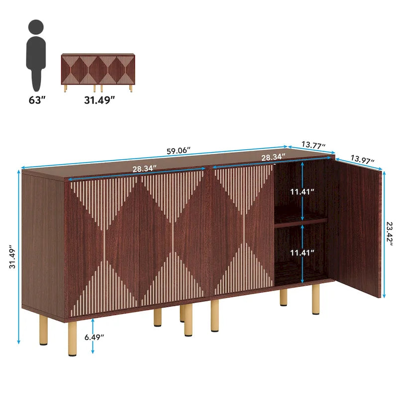 Modern Large White Storage Cabinet, Freestanding Floor Cabinet