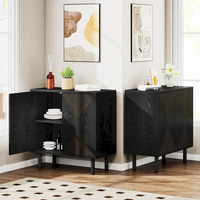 Modern Large White Storage Cabinet, Freestanding Floor Cabinet