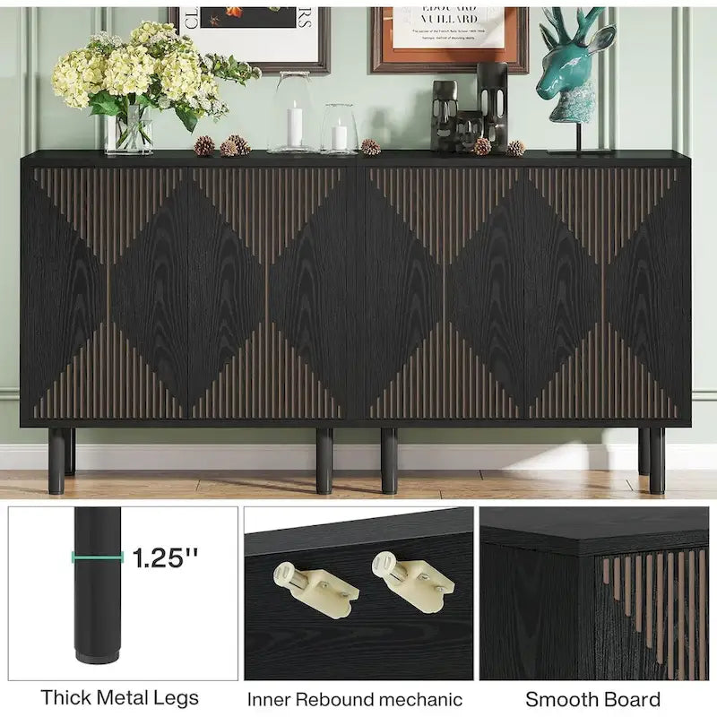 Modern Large White Storage Cabinet, Freestanding Floor Cabinet