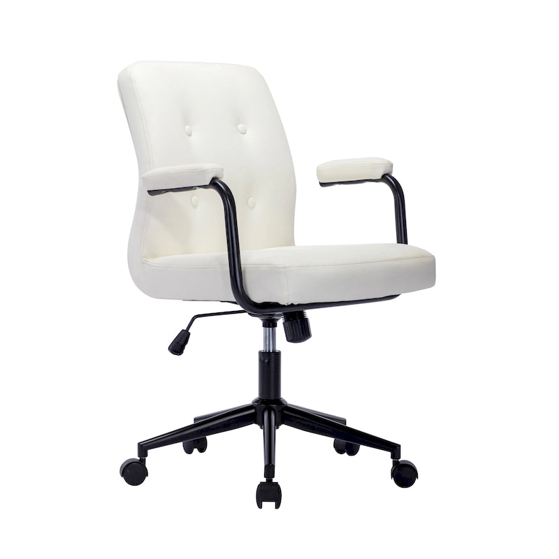 Porthos Home Ames Faux Leather Office Chair with Steel Roller Base, Central Tilt System