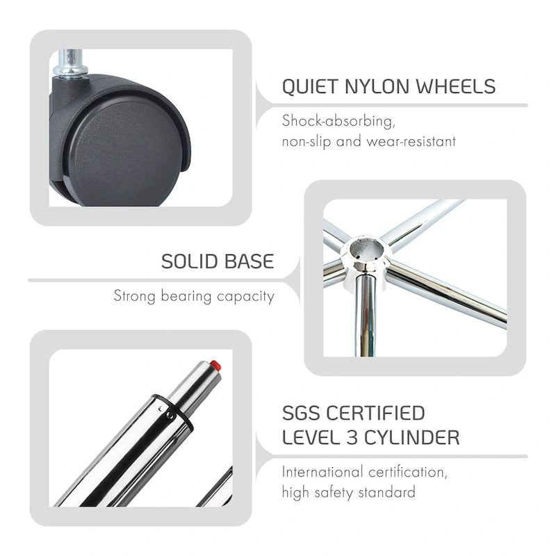 Porthos Home Ames Faux Leather Office Chair with Steel Roller Base, Central Tilt System