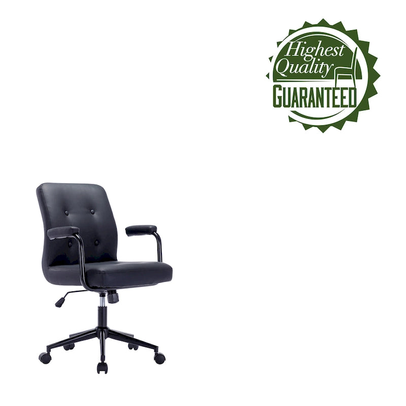 Porthos Home Ames Faux Leather Office Chair with Steel Roller Base, Central Tilt System