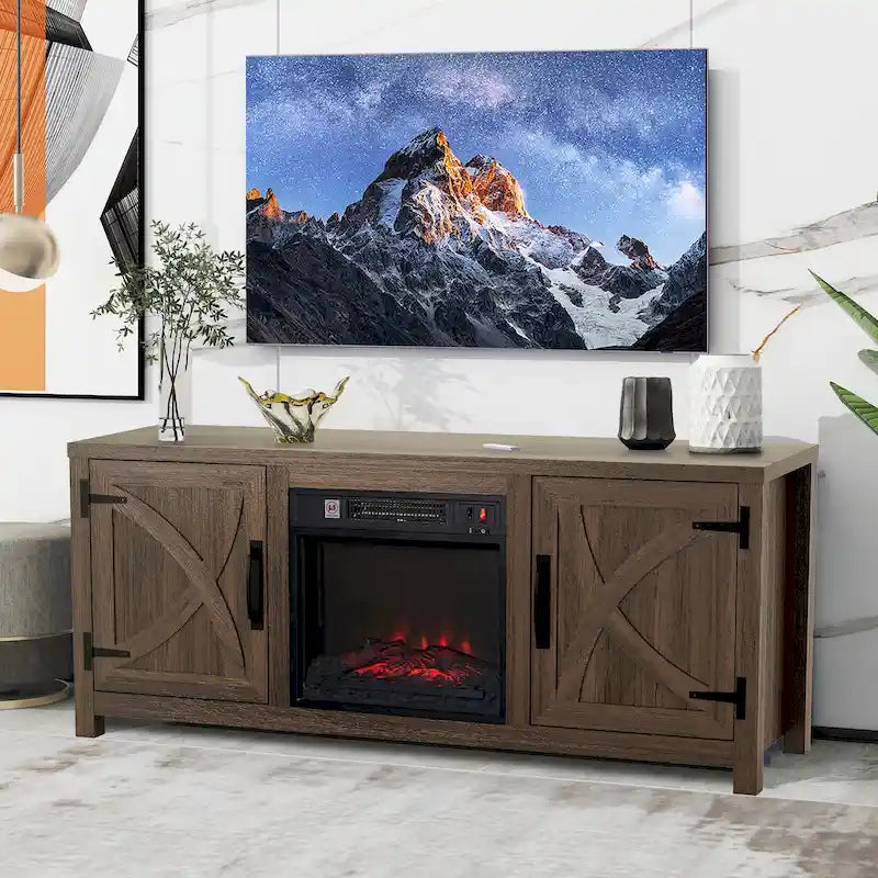 58 Farmhouse Electric Fireplace TV Stands Console Table for TV's up to 65