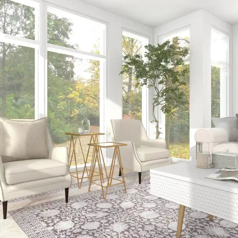 Gold, Silver or Black Metal Contemporary Accent Table with Mirrored Glass Top (Set of 2) - 15 x 15 x 25