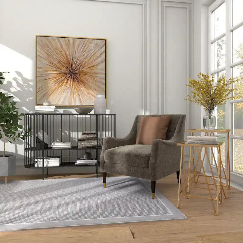 Gold, Silver or Black Metal Contemporary Accent Table with Mirrored Glass Top (Set of 2) - 15 x 15 x 25