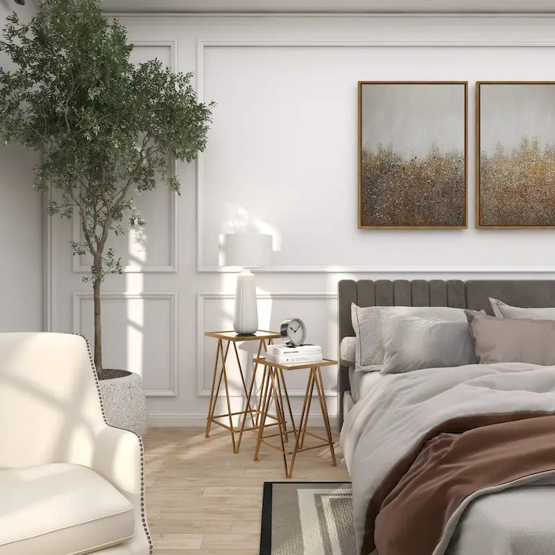 Gold, Silver or Black Metal Contemporary Accent Table with Mirrored Glass Top (Set of 2) - 15 x 15 x 25