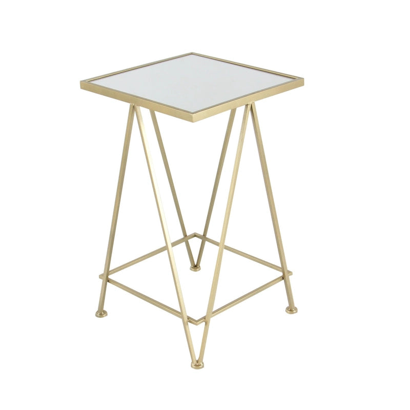 Gold, Silver or Black Metal Contemporary Accent Table with Mirrored Glass Top (Set of 2) - 15 x 15 x 25