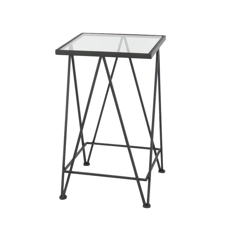 Gold, Silver or Black Metal Contemporary Accent Table with Mirrored Glass Top (Set of 2) - 15 x 15 x 25