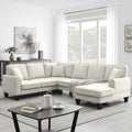 [VIDEO provided] [New] 108*85.5  Modern U Shape Sectional Sofa, 7 Seat Fabric Sectional Sofa Set with 3 Pillows Included for Liv