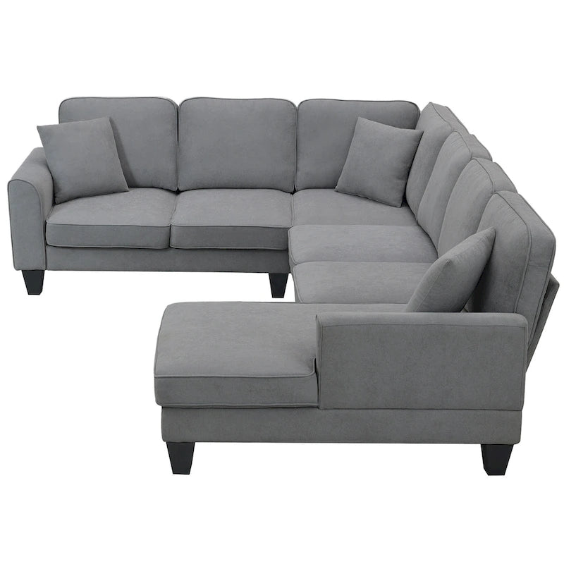 [VIDEO provided] [New] 108*85.5  Modern U Shape Sectional Sofa, 7 Seat Fabric Sectional Sofa Set with 3 Pillows Included for Liv