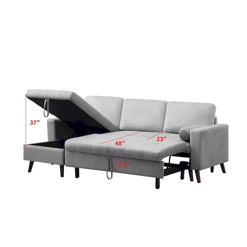 88  Reversible Pull out Sleeper Sectional Storage Sofa Bed,Corner sofa-bed with Storage Chaise Left/Right Handed Chaise