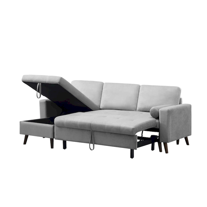 88  Reversible Pull out Sleeper Sectional Storage Sofa Bed,Corner sofa-bed with Storage Chaise Left/Right Handed Chaise