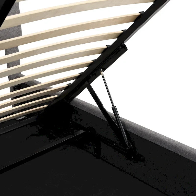 Queen size Upholstered Platform bed with a Hydraulic Storage System - Beige