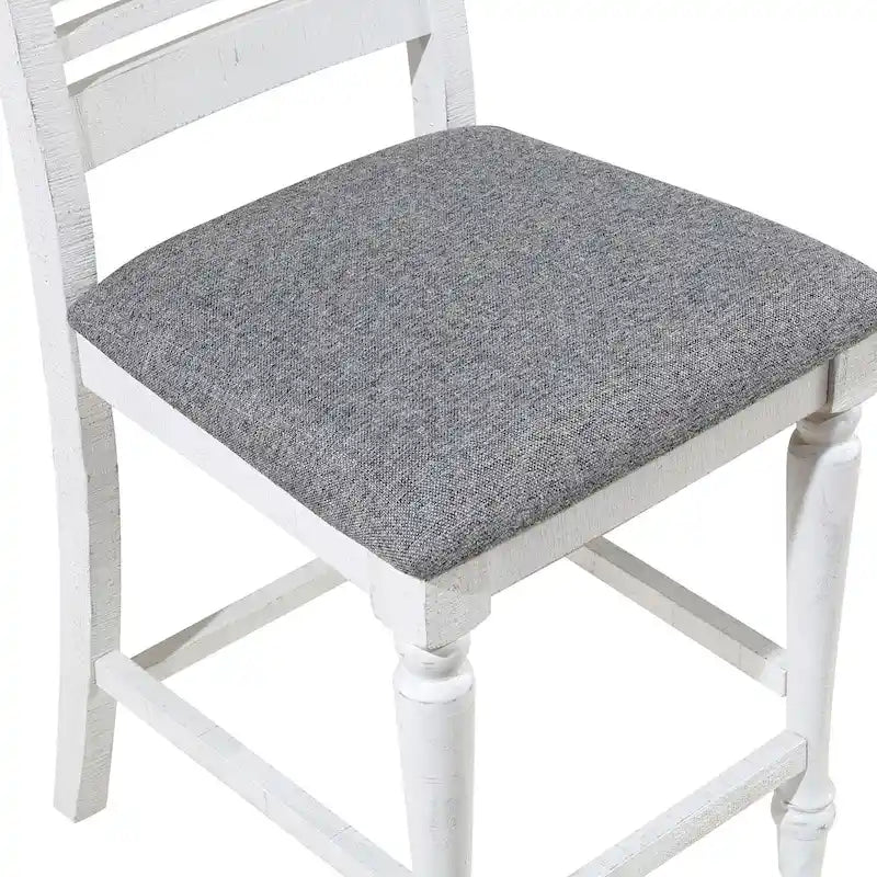 Ionessa Contemporary Antique White Wood 7-Piece Counter Height Dining Table Set by Furniture of America