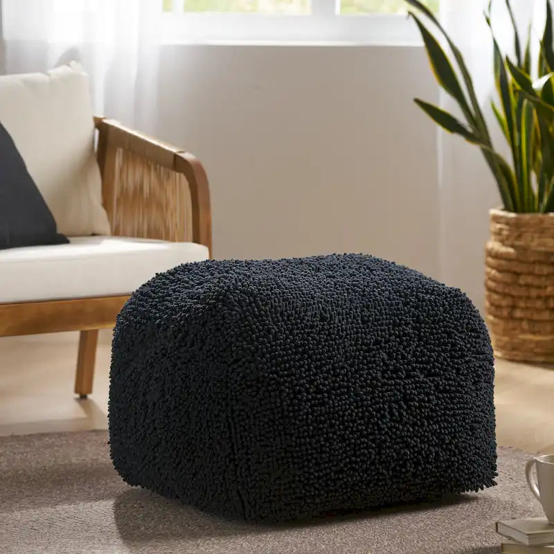 Moloney Modern Microfiber Chenille Pouf by Christopher Knight Home